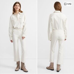Theory Moleskin Twill Crop Pants Size 6 Winter White Flared Leg Mid Rise